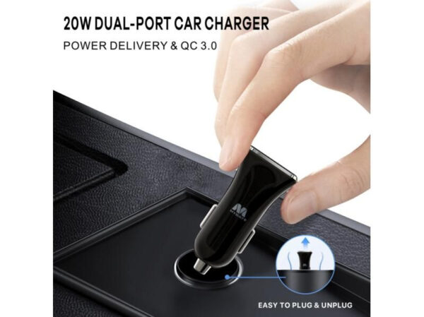 CARGADOR DE CARRO Dual Port USB-A QC3.0 and USB-C Power Delivery (36W) MYBAT - Imagen 3