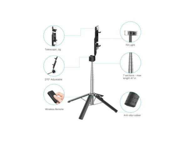 MyBat Pro Picture Perfect+ Selfie Stick & Tripod with Fill Light - Imagen 2