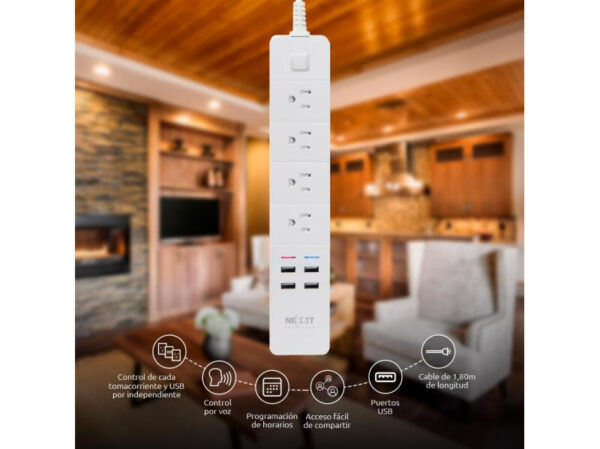 Nexxt Home Regleta inteligente Wi-Fi para interior NHP-E610 - Imagen 2
