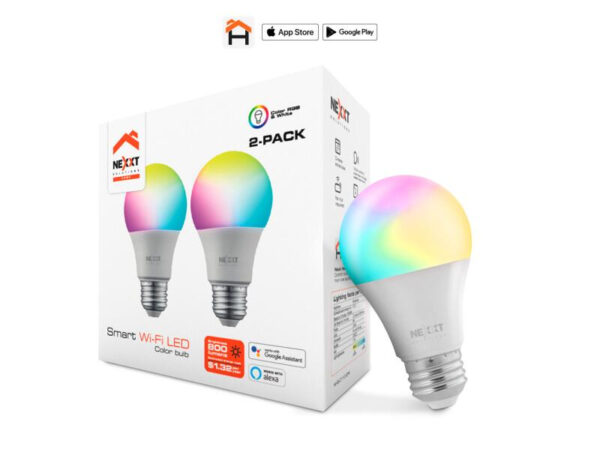 Nexxt Home Bombilla LED inteligente Wi-Fi 110V - A19 - NHB-C110 / RGB 2PK