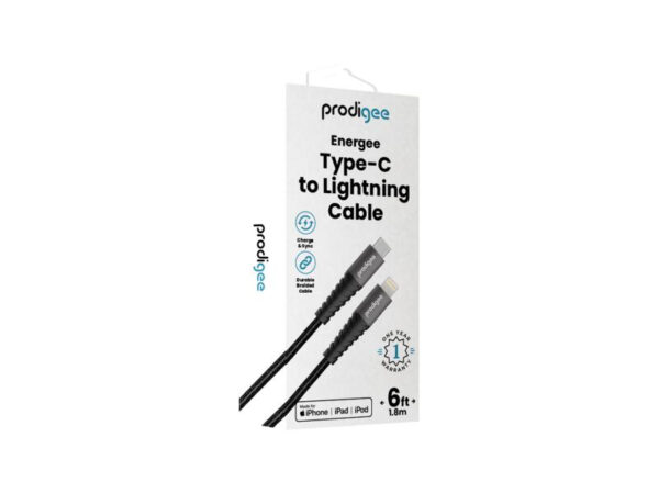 Cable Prodigee: 1.8 M  type C a  Lightning, Black - Imagen 2