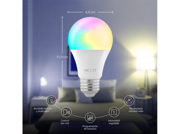 Nexxt Home NHB-C110 4PK Smart LED Bulb RGB Color 110V - Imagen 2