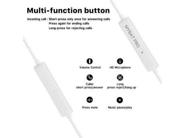 AUDIFONO TIPO C MYBAT PRO PASTILLA BLANCO - Imagen 2