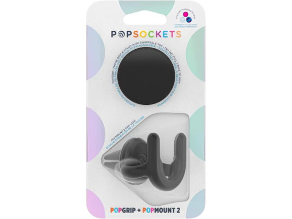 POPSOCKETS POPGRIP+POPMUNT2 NEGRO