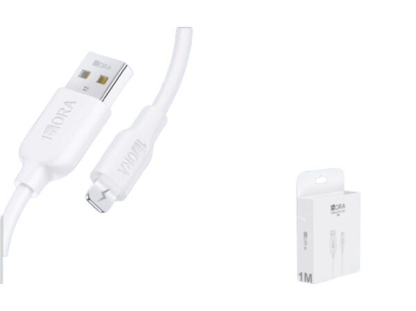 CABLE  1 HORA IPHONE  LIGHTING - USB A  2M BLANCO 2.1A