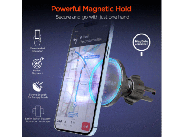 HOLDER CARRO Mag Grip Phone Mount Kit with MagSafe | Vent + Dash + Windshield Hypergear - Imagen 3