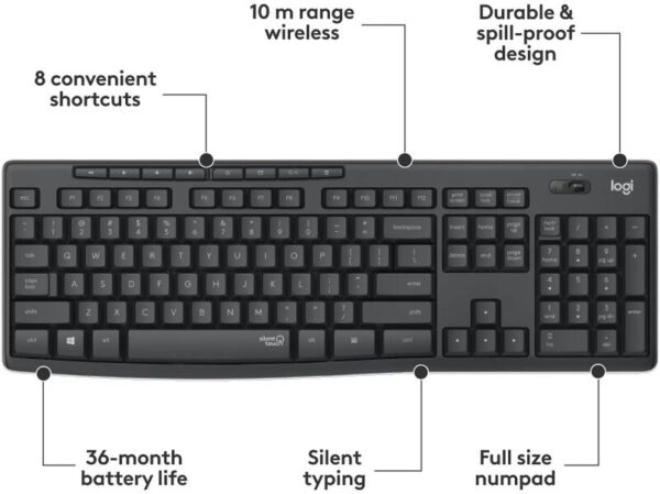 TECLADO Y MOUSE LOGITECH MK295 SILENT 920-009792 - Imagen 3