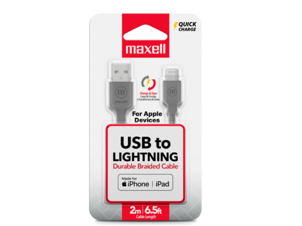MAXELL 348591 CABLE  USB A LIGHTNING CARGA RAPIDA 2MTS - Imagen 2