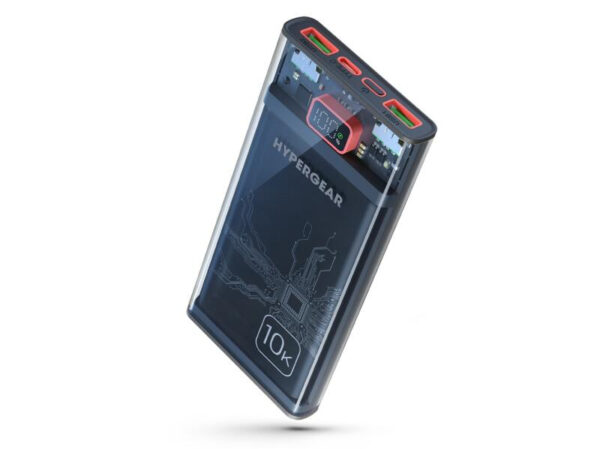 HYPERGEAR Power Bank 10,000mAh | ClearCharge Transparent Fast Chargewith 20W USB-C PD