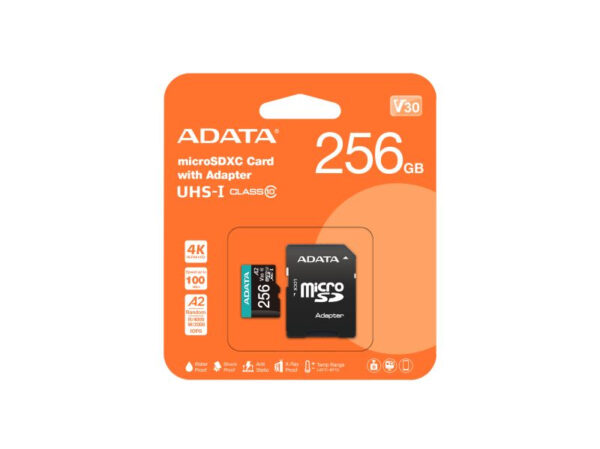 MEMORIA MICRO SD 256GB CLASE 10 ADATA  AUSDX256GUI3V30SA2-RA1
