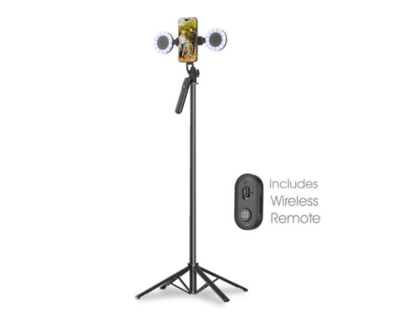 MyBat Pro HaloPod Tripod Selfie Stick with Two Ring Light & Balance Handle - Black - Imagen 2