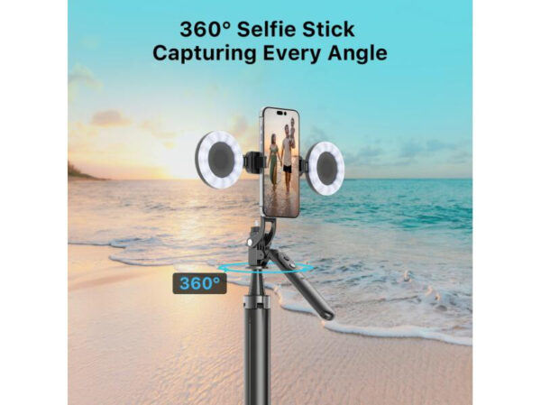 MyBat Pro HaloPod Tripod Selfie Stick with Two Ring Light & Balance Handle - Black - Imagen 4