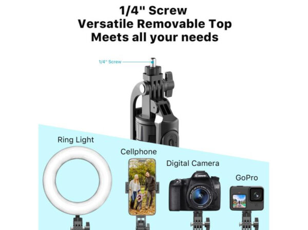 MyBat Pro HaloPod Tripod Selfie Stick with Two Ring Light & Balance Handle - Black - Imagen 5