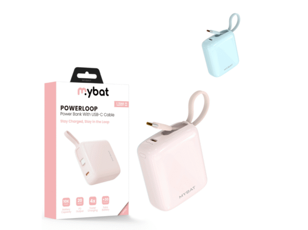 MyBat 10000mAh PowerLoop Power Bank with USB-C Cable