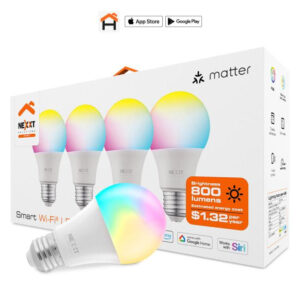 Nexxt Home NHB-C110M A19 4PK Smart LED Bulb RGB 110V Matter