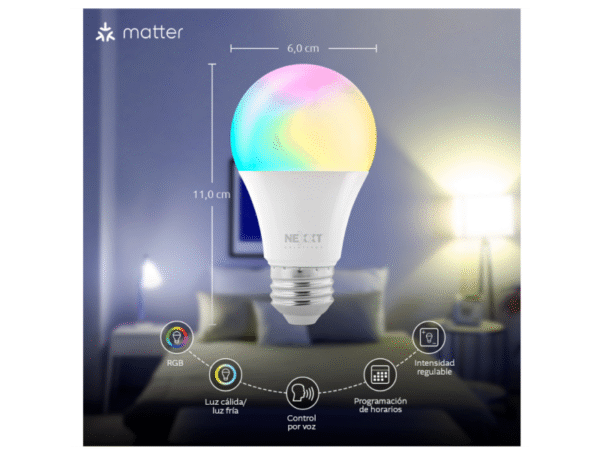 Nexxt Home NHB-C110M A19 4PK Smart LED Bulb RGB 110V Matter - Imagen 2