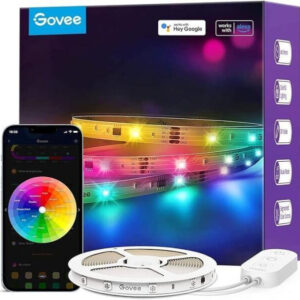 LUCES GOVEE H612A BASIC WIFI RGBIC + BLUETOOTH LED STRIP WITH PROTECTIVE COATING 5 METROS H612AAD110M H618C