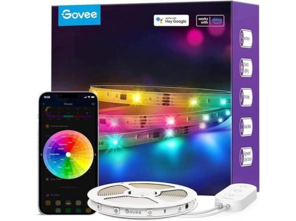 LUCES GOVEE H612A BASIC WIFI RGBIC + BLUETOOTH LED STRIP WITH PROTECTIVE COATING 5 METROS H612AAD110M H618C