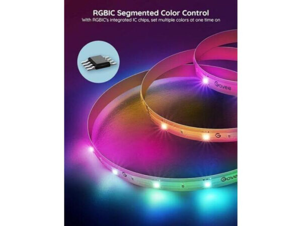 LUCES GOVEE H612A BASIC WIFI RGBIC + BLUETOOTH LED STRIP WITH PROTECTIVE COATING 5 METROS H612AAD110M H618C - Imagen 3
