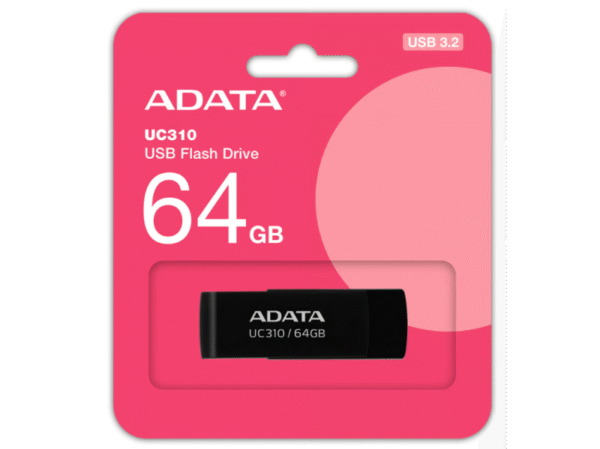 MEMORIA LLAVE USB 3.2 64GB ADATA NEGRO UC310-64G-RBK