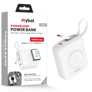 MyBat 10000mAh PowerLoop Power Bank with USB-C Cable & Watch Charger