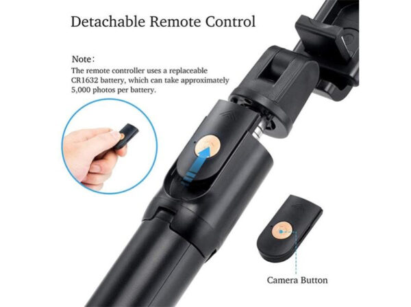 MyBat Wireless Selfie Stick(with Shutter Control) - Black - Imagen 3