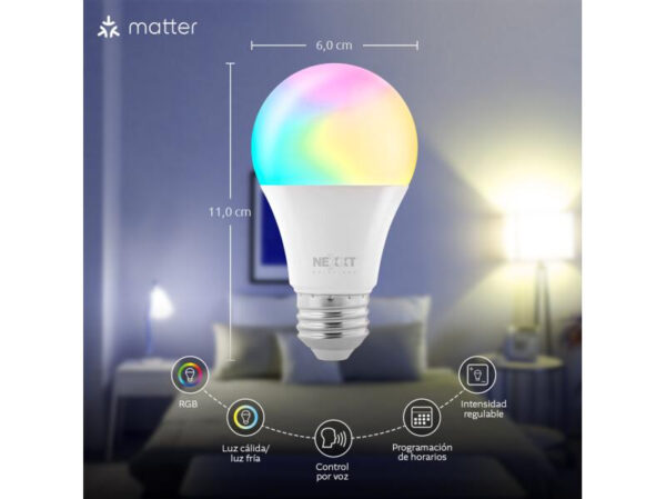 Nexxt Home NHB-C110M A19 Smart LED Bulb RGB 110V Matter - Imagen 2
