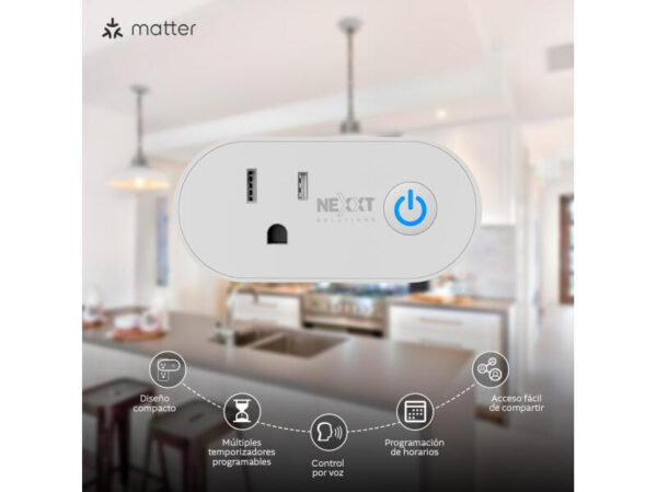 Nexxt Home NHP-S611M Indoor Smart Plug 110/220V Matter - Imagen 2
