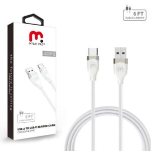 Cable MyBat Pro USB-A to USB-C Braided Blanco , 2 Metros