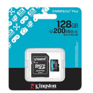 MEMORIA MICRO SD 128GB KINGSTON SDCG4/128GB CLASE 10 UHS-I V30 200 MB/S / 100 MB/S PARA DRONES Y CAMARAS DEPORTIVAS