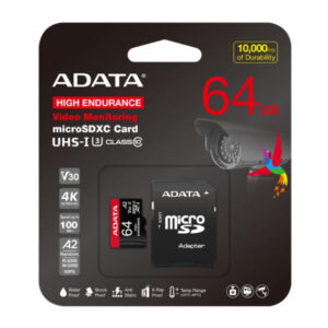 MEMORIA MICRO SDXC 64GB ADATA  V30 100/80MB/S PARA VIDEO VIGILANCIA