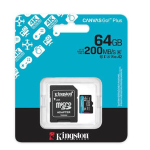 MEMORIA MICRO SD 64GB KINGSTON SDCG4/64GB CLASE 10 UHS-I V30 200 MB/S / 100 MB/S PARA DRONES Y CAMARAS DEPORTIVAS