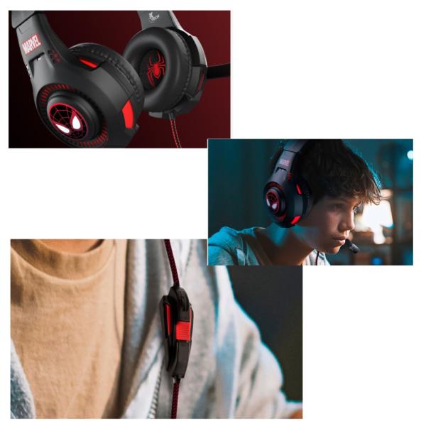 XTech Marvel Spider Man Headphones Wrd LED w/mic XTH-M541SM - Imagen 3